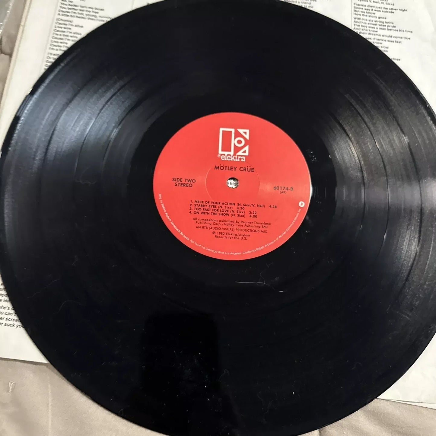 Mötley Crüe - Too Fast For Love (LP, Album, RP, 3rd)